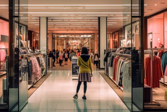 Girl staying in store